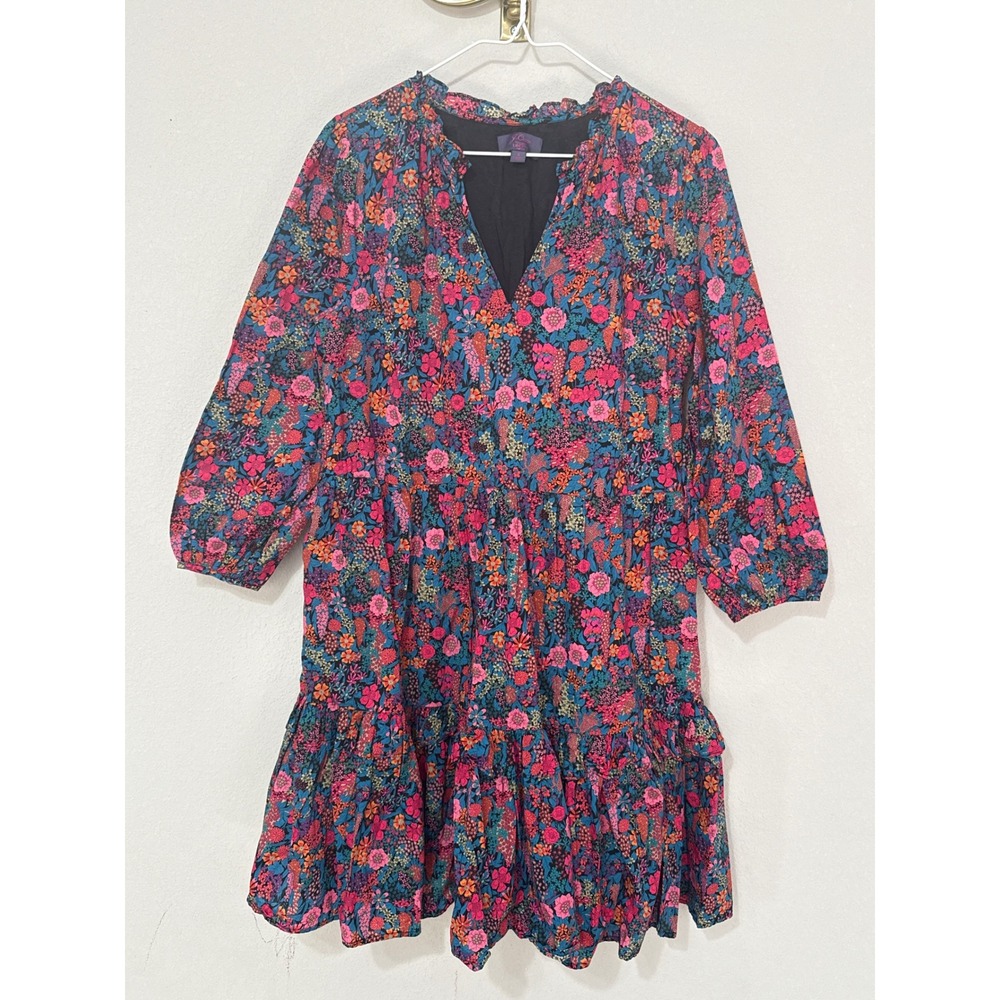 J.Crew Popover Dress Womens S Multi Liberty London Ciara Floral Tiered Cotton